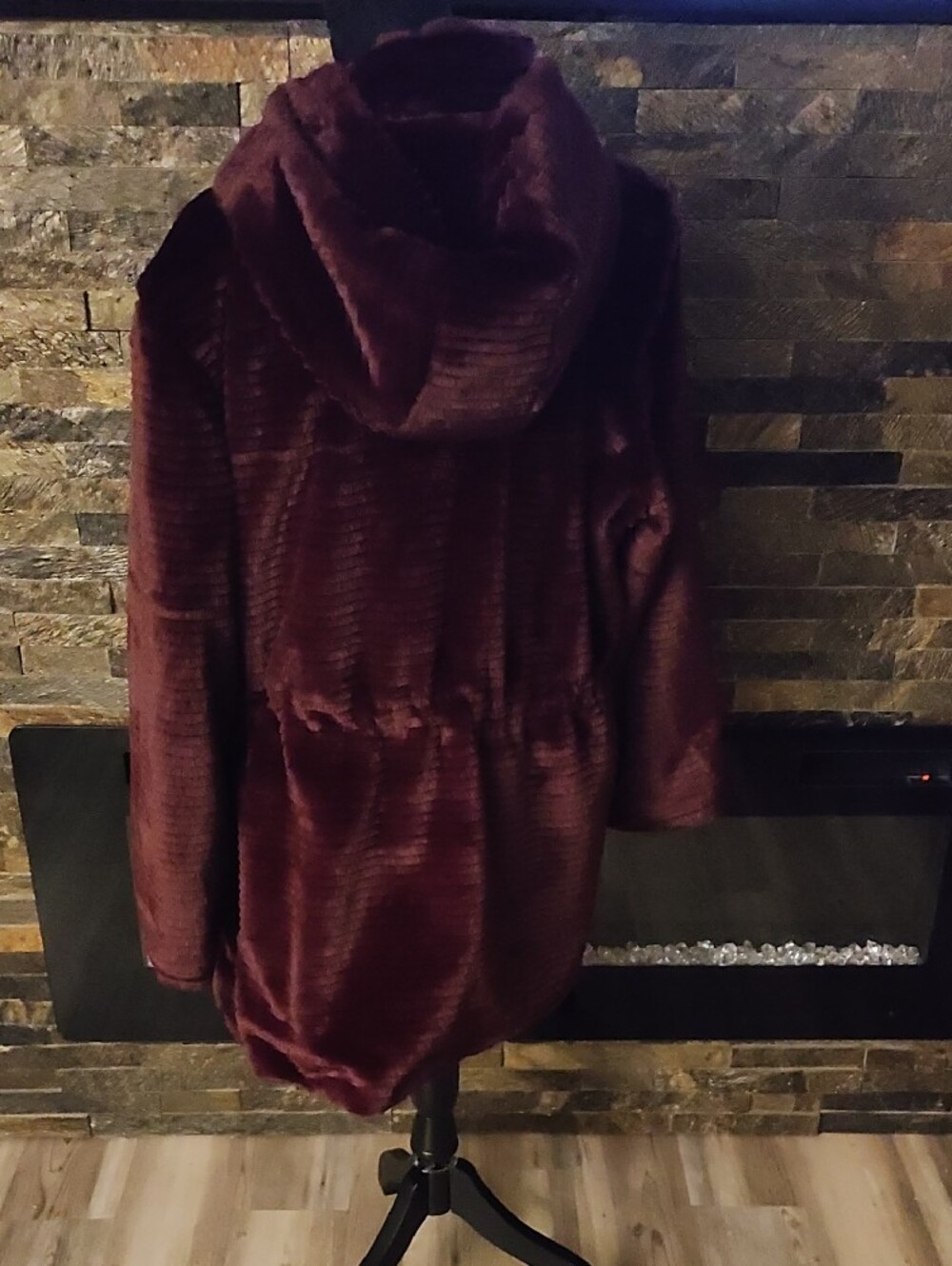Dennis Basso Women's Plush Soft Faux Fur Deep Burgundy Coat Size XL Petite - Picture 6 of 14